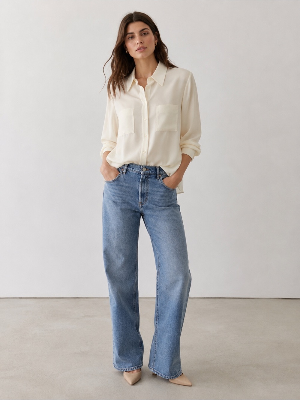 Mark & Spencer Cream Blouse classic minimalist chic timeless button down shirt